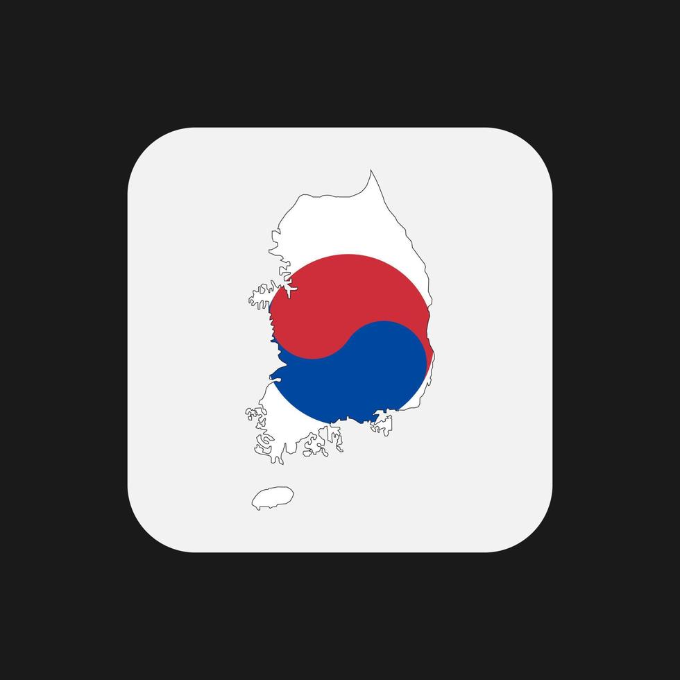 Corea del Sur mapa silueta con bandera sobre fondo blanco. vector