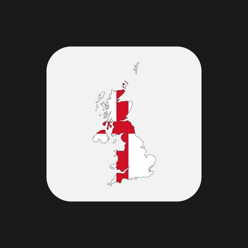 Inglaterra mapa silueta con bandera sobre fondo blanco. vector