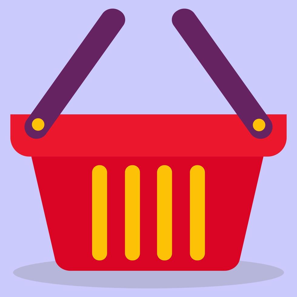 cesta de la compra cesta de la compra roja en la tienda. la imagen está hecha en un estilo plano. ilustración vectorial una serie de iconos de negocios. vector