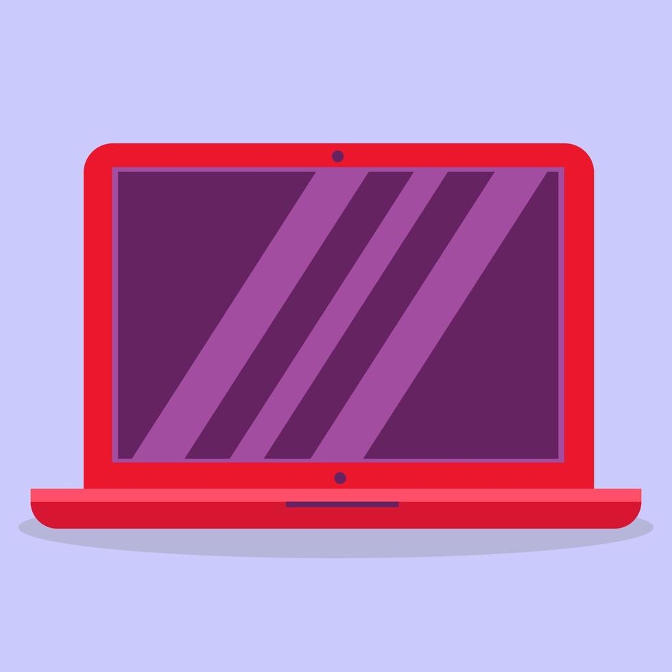 A computer laptop with a blank screen. Flat vector illustration. The sign of a red laptop.