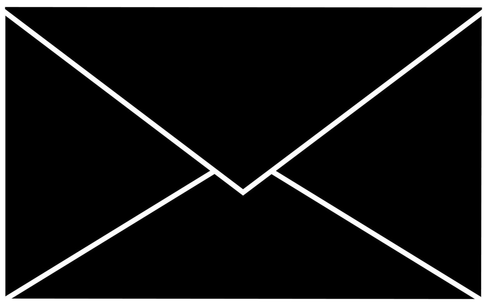 The icon is an envelope for a message or an envelope for a letter, a black silhouette. Highlighted on a white background. vector