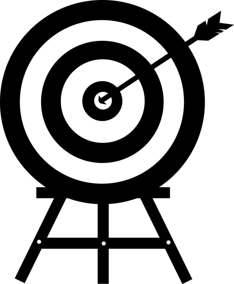 The target icon with an arrow standing on its feet, a black silhouette highlighted on a white background. vector