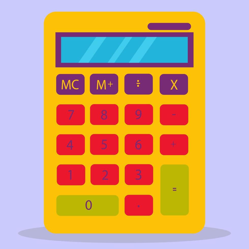 Vector calculator icon. The yellow calculator icon. Design in a flat style.