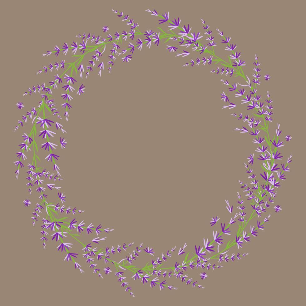 Round lavender frame. Vector illustration. A place for your text.