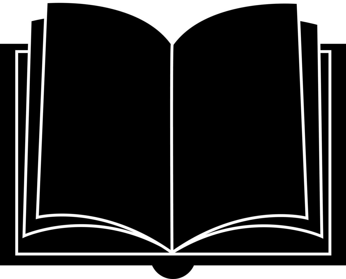 icono de libro abierto, silueta negra. resaltado en un fondo blanco. vector