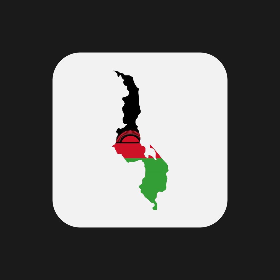 Malawi map silhouette with flag on white background vector