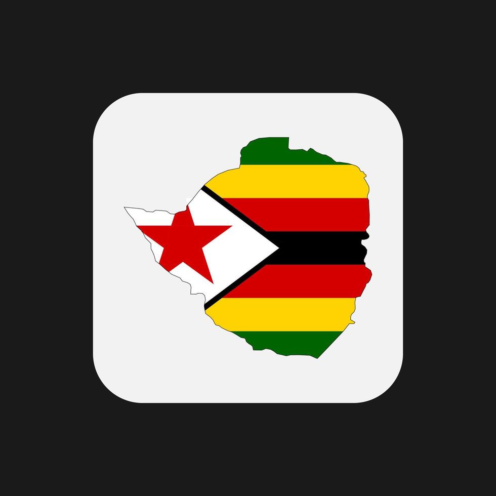 Zimbabwe map silhouette with flag on white background vector