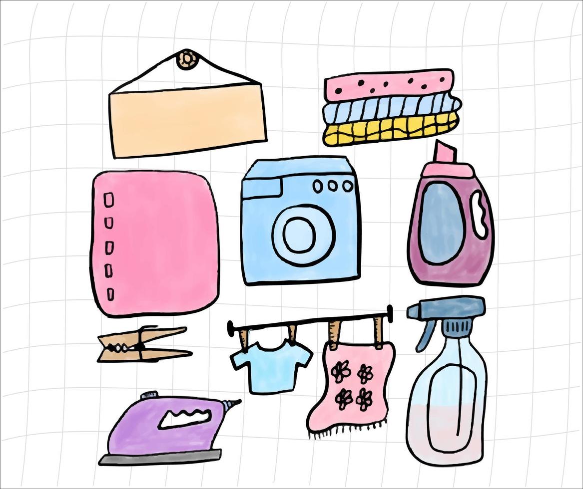 Laundry in water color style vector