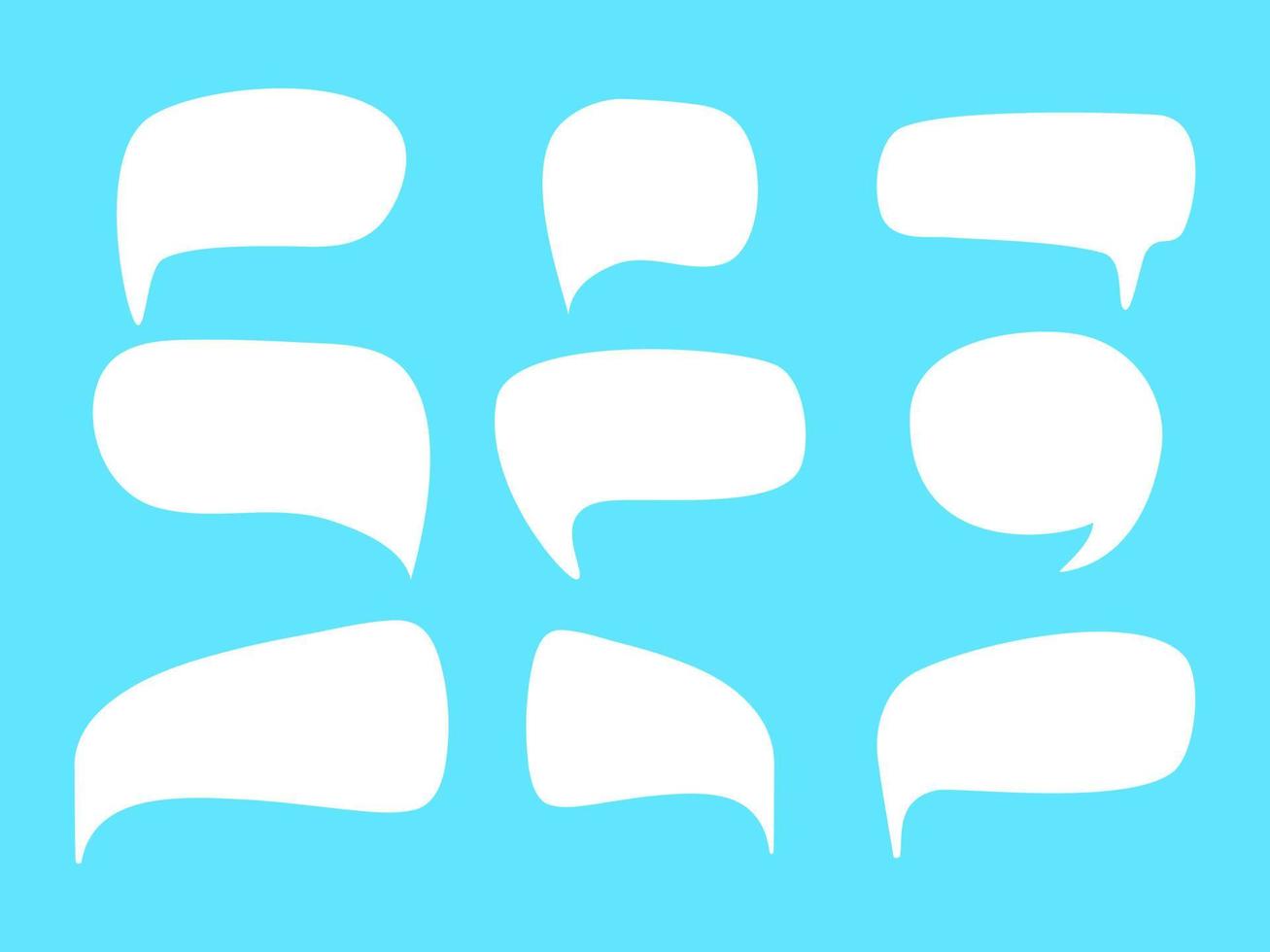 Speech geometric clouds and dialogue bubbles template. White communication forms with empty banner space. Social media and website labels vector