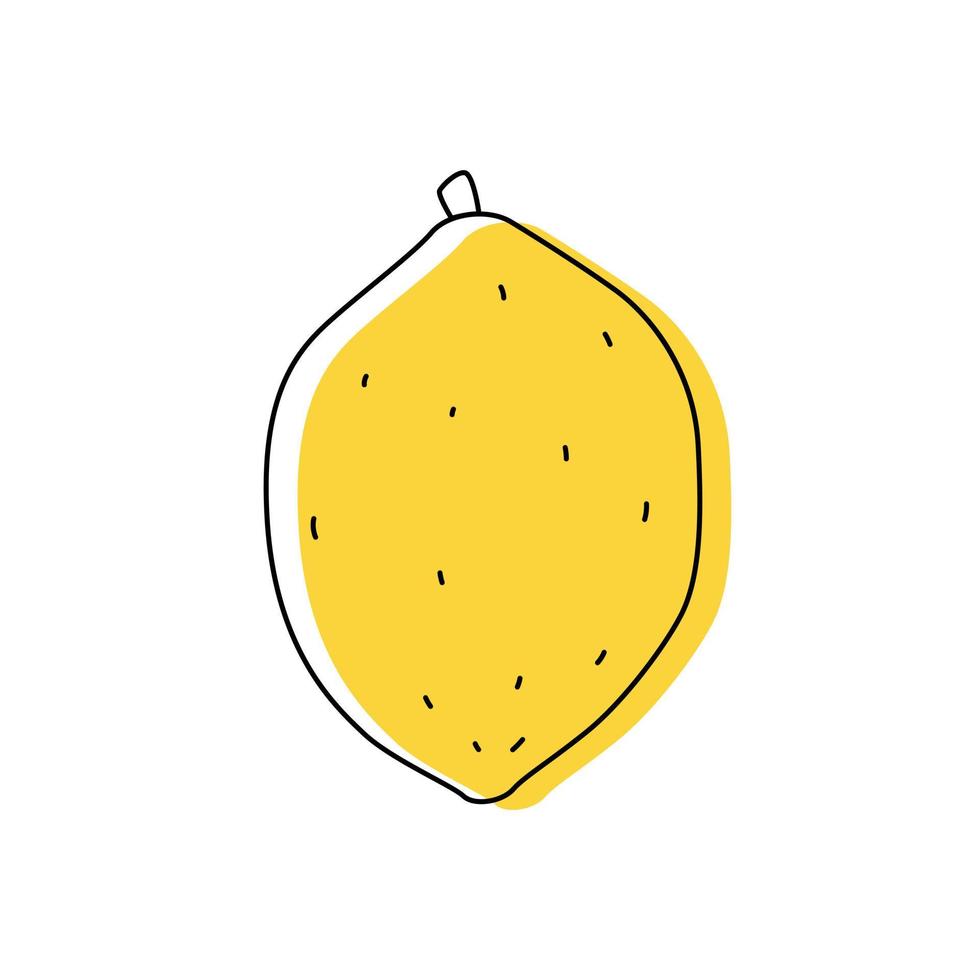 Doodle outline lemon with spot. Vector illustration for packing.