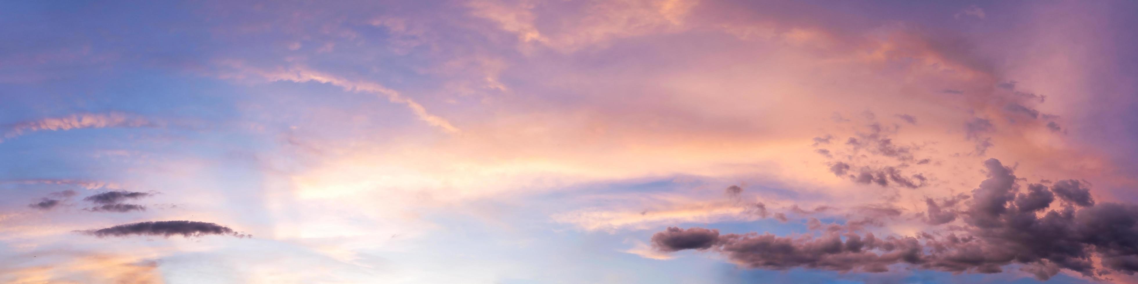 Dramatic panorama sky with cloud on sunrise and sunset time. Panoramic image. photo