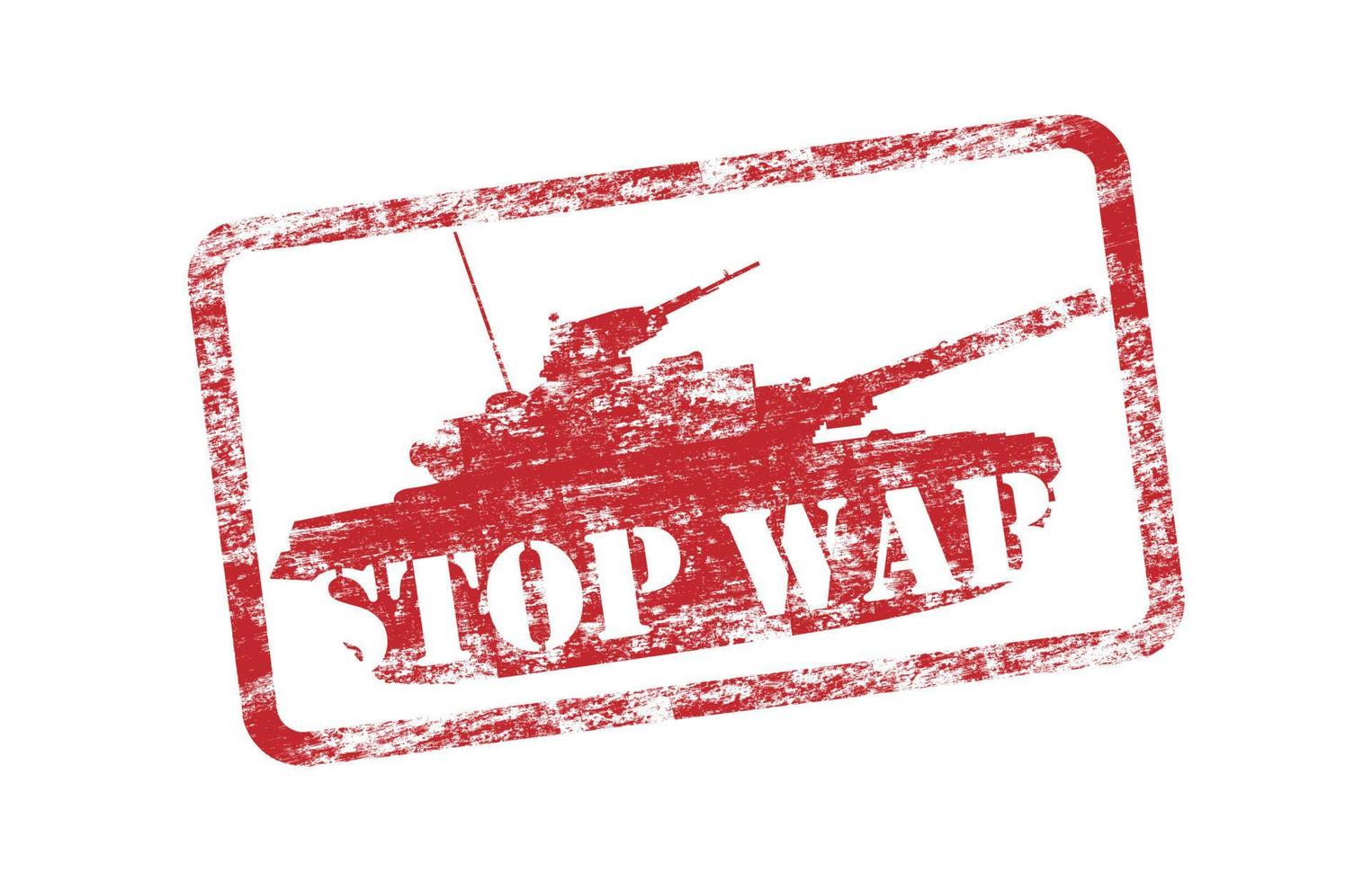Stop War grunge rubber stamp text. No world war sign icon. Vector illustration image Isolated on white background.