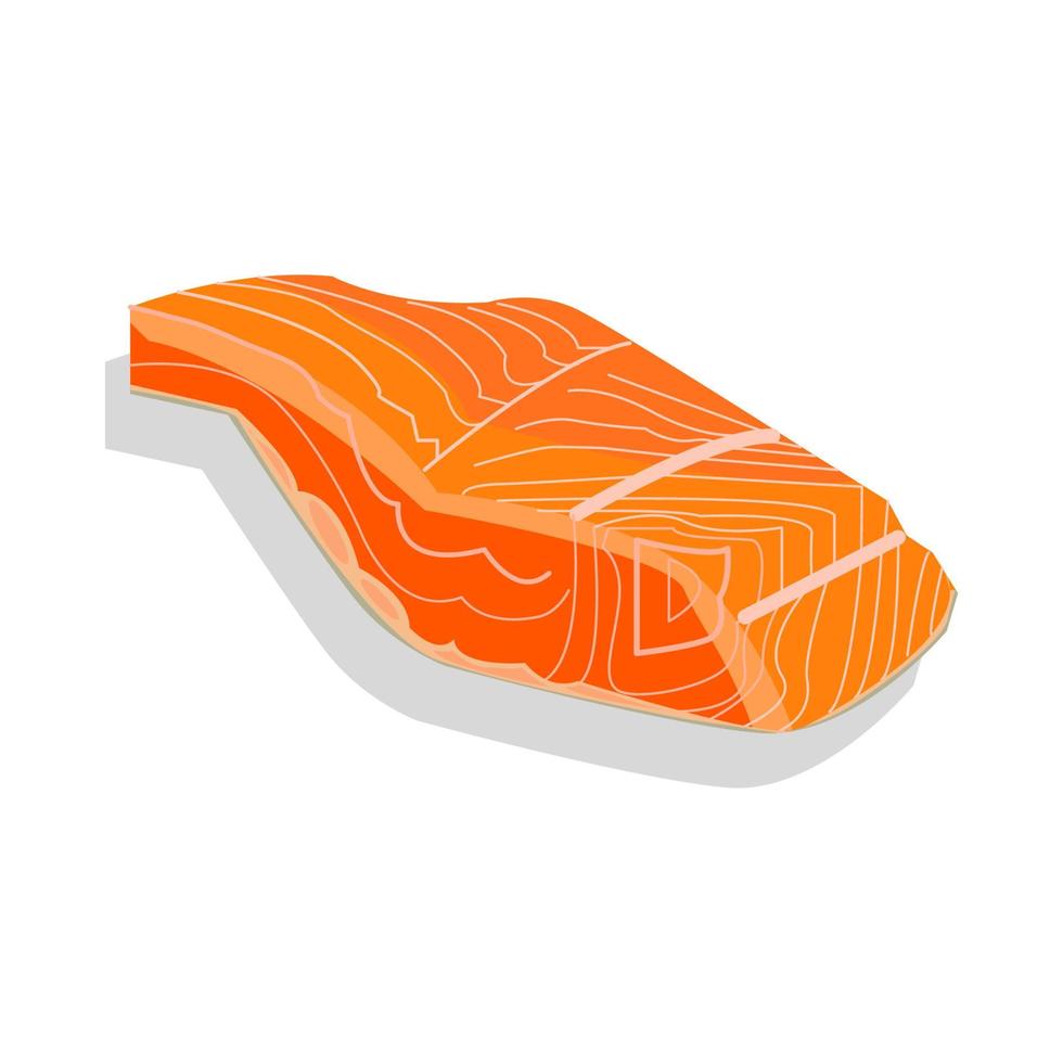 una loncha de salmón para el menú de mariscos y sushi. ilustración vectorial aislado sobre fondo blanco vector