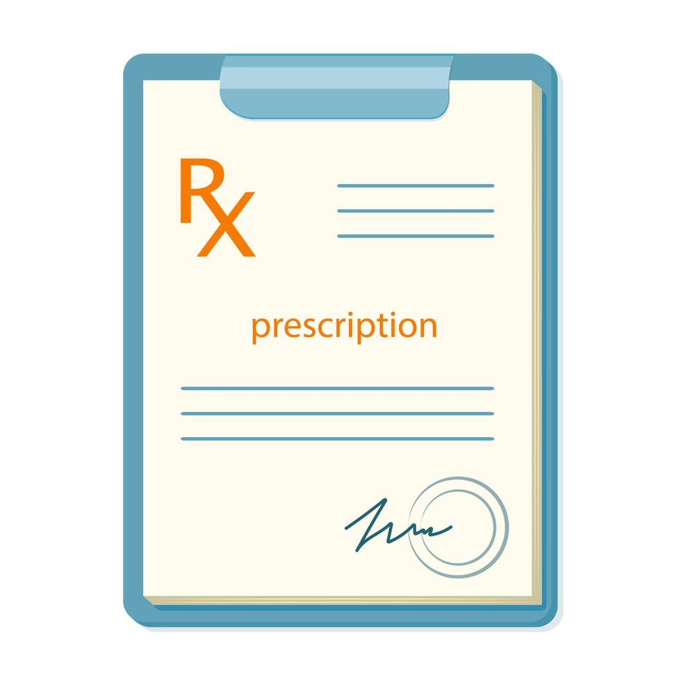 rx formulario de prescripción médica para la compra de recibo de medicamentos en farmacia. vector