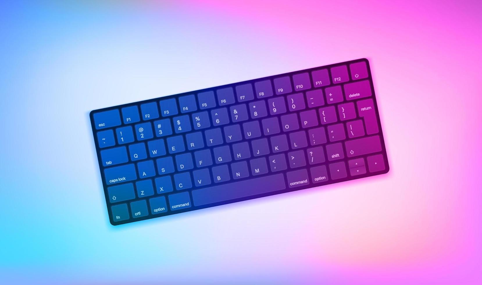 Computer keyboard. 3d vector illustration with holographic effect