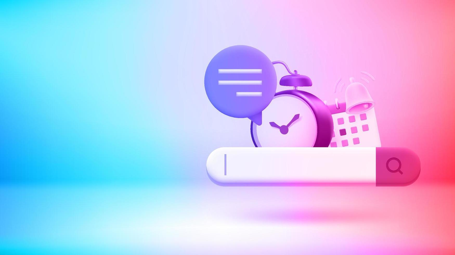 Business notifications with search bar. Vector 3d banner with copy space