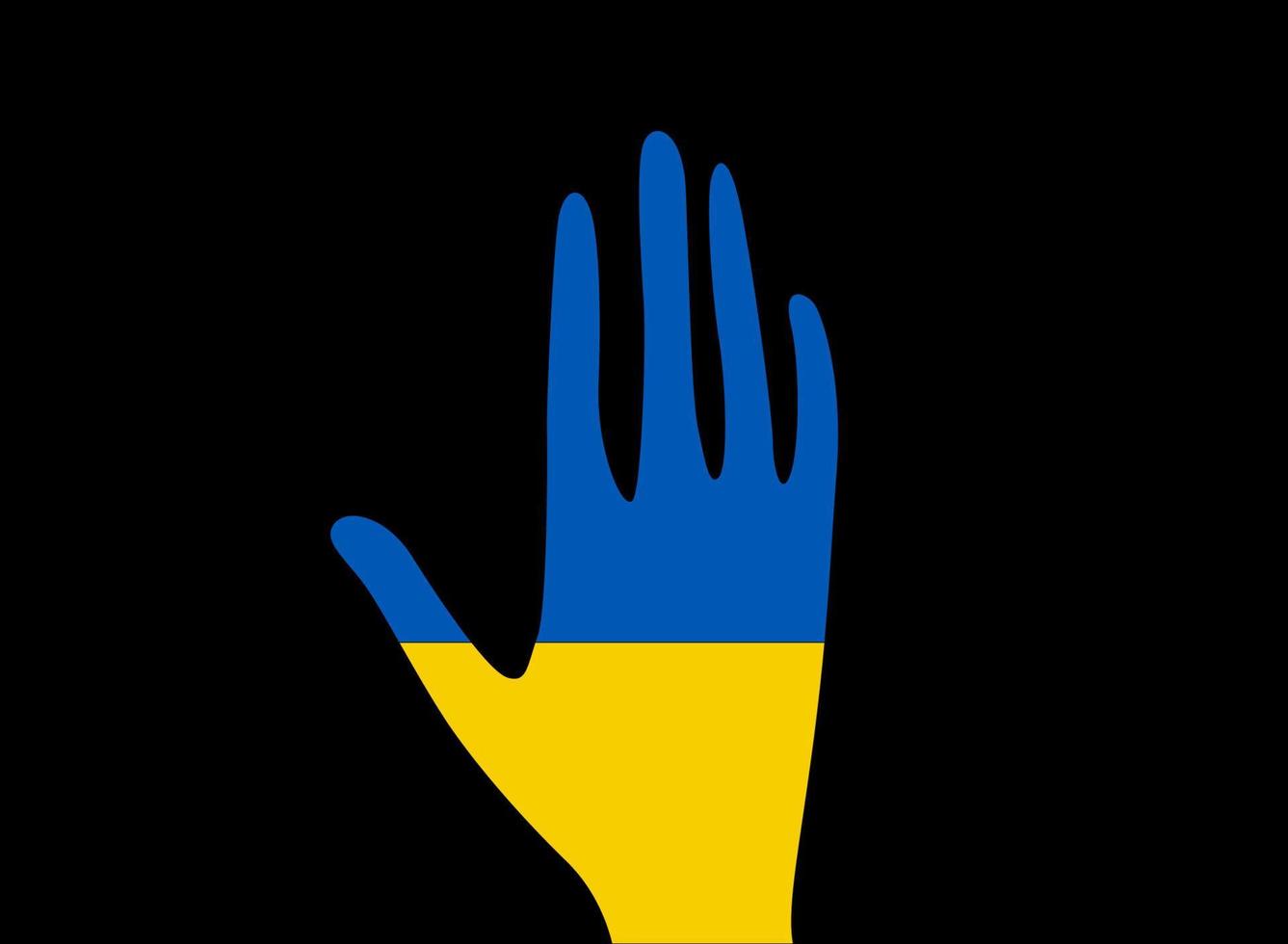 Stop war in Ukraine, open palm, symbol peace and cessation of hostilities. Vector illustration.