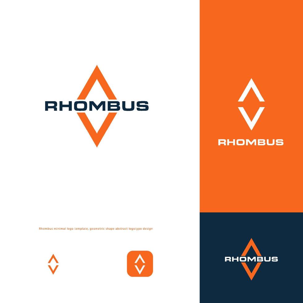 Rhombus flat minimal style vector logo concept. Arrow up and down, forward and backward, isolated icon. Geometric shape for business, vector isolated logotype.