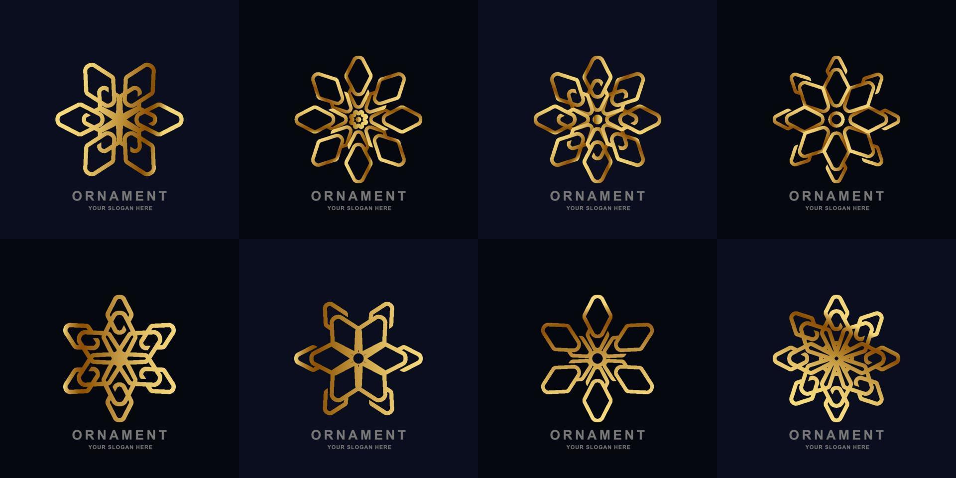 Ornament logo set collection. Minimalist, abstract, creative, simple, digital, luxury, elegant and modern logo template design. vector