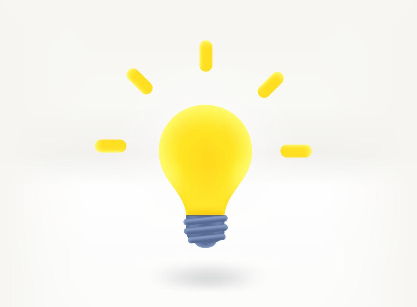 Bright lightbulb 3d vector icon