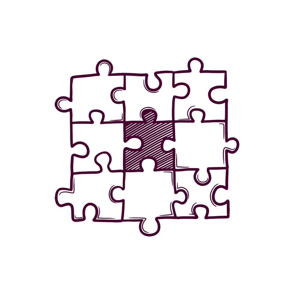 jigsaw puzzle hand drawn doodle illustration vector