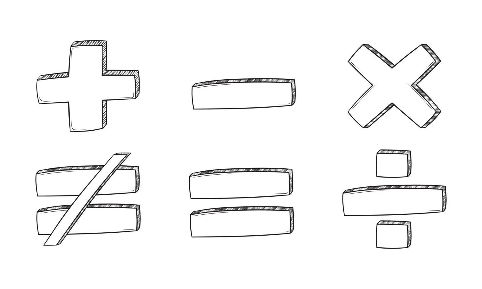 set of hand drawn equation symbol vector