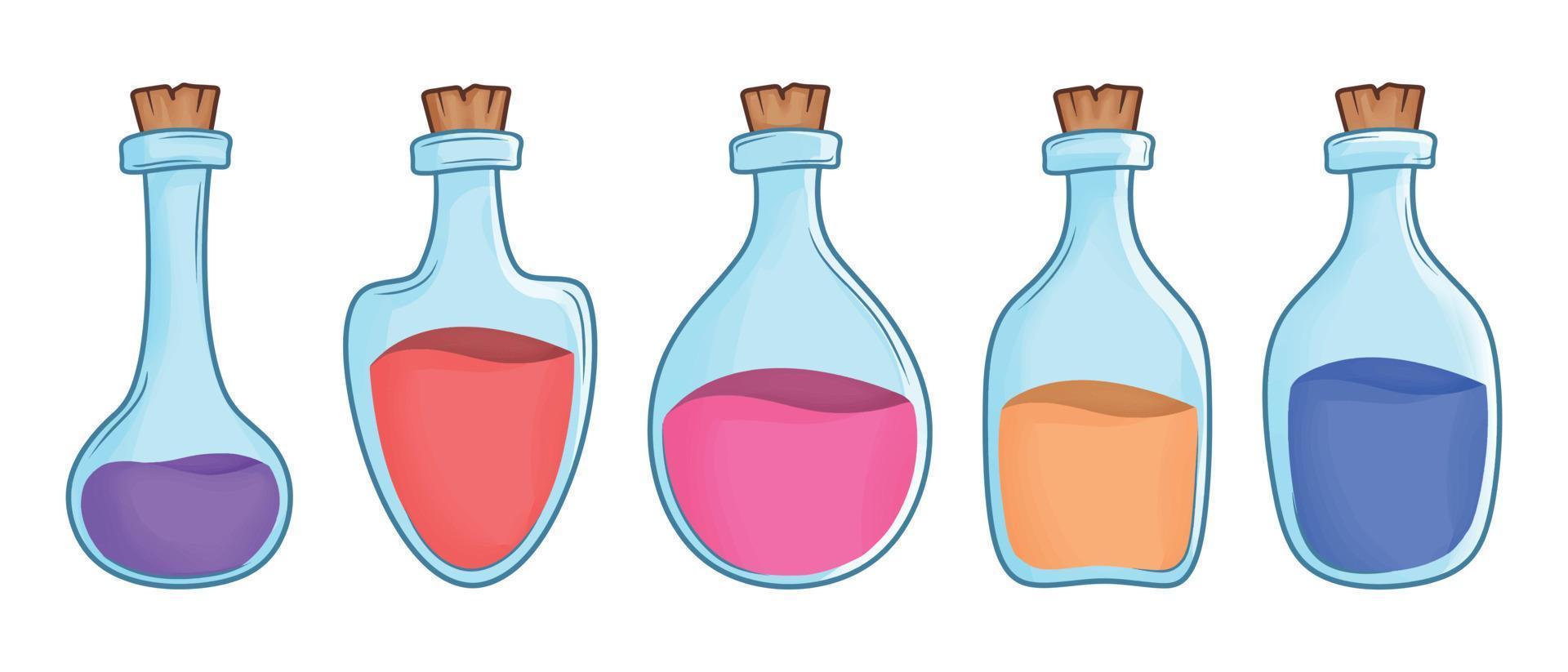 set of cute hand drawn potions vector