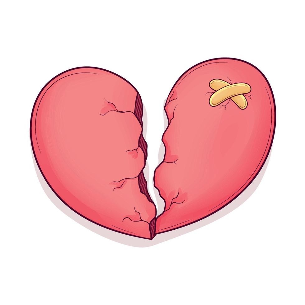 cute handdrawn broken heart illustration 6876594 Vector Art at ...