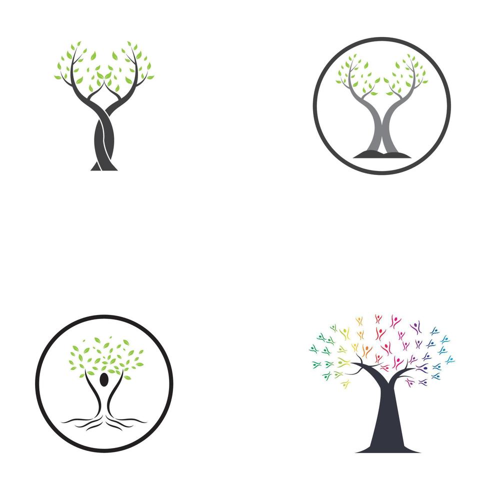 plantilla de diseño de concepto de logotipo de árbol humano y asta vector