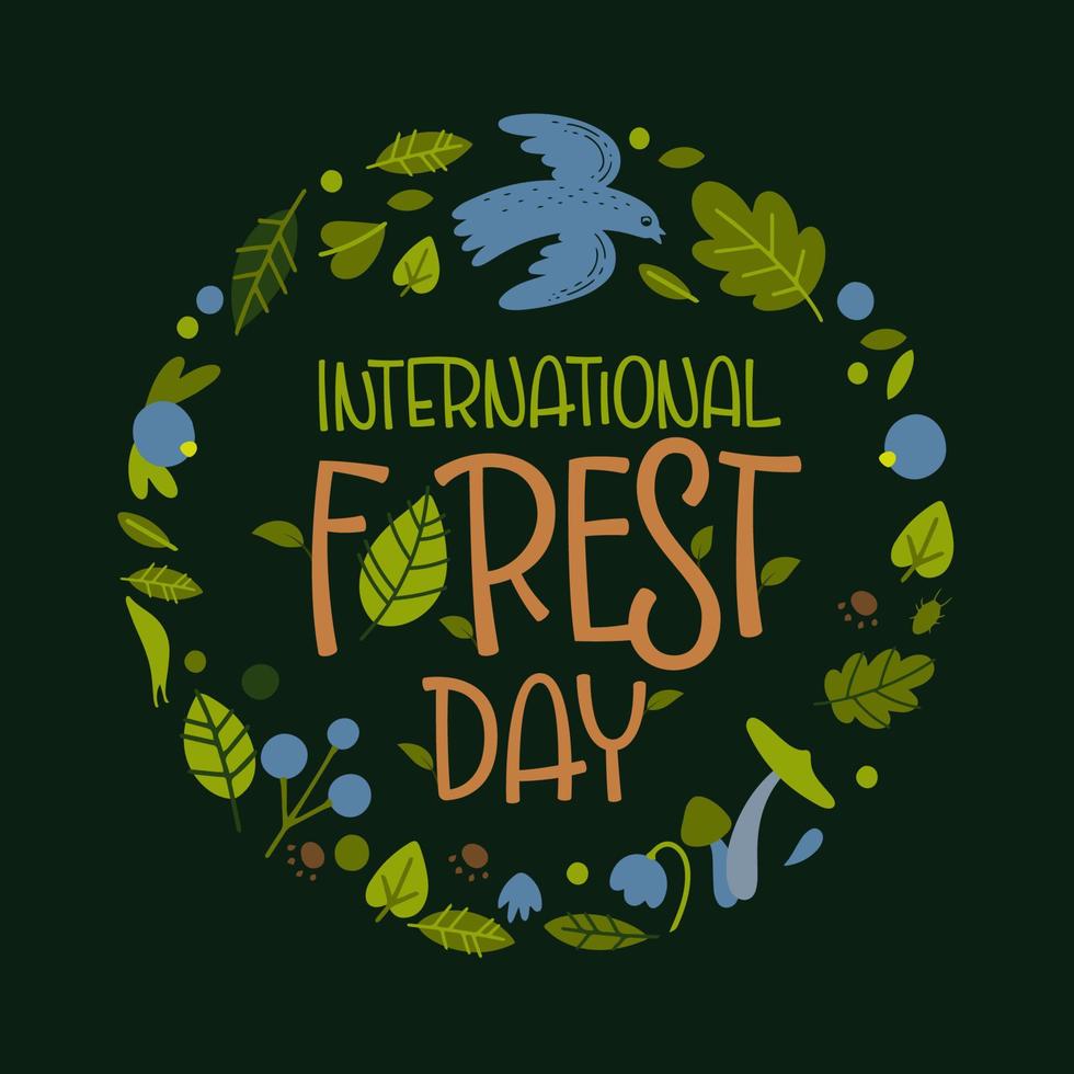 Banner with International Forests Day inscription vector