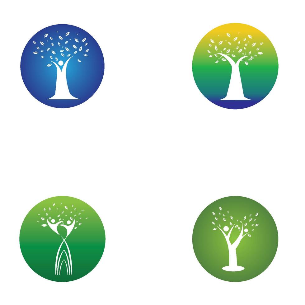 plantilla de diseño de concepto de logotipo de árbol humano y asta vector