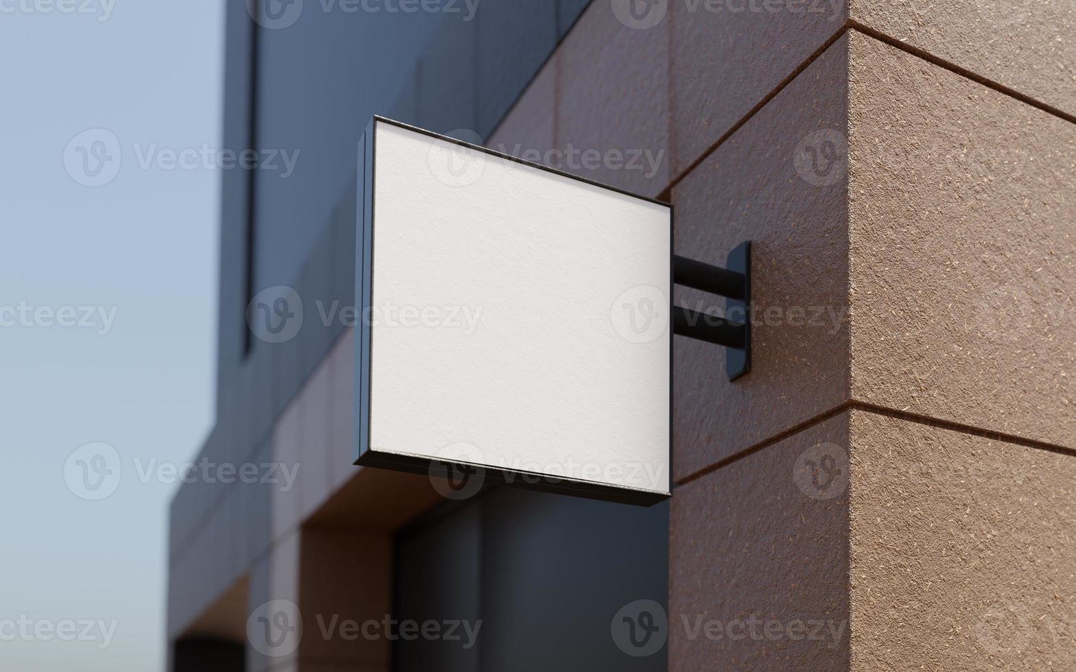 Square sign mockup with office wall photo