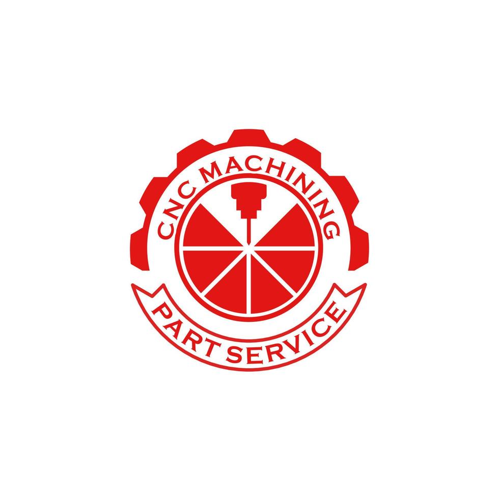 cnc milling machine part service logo design vector