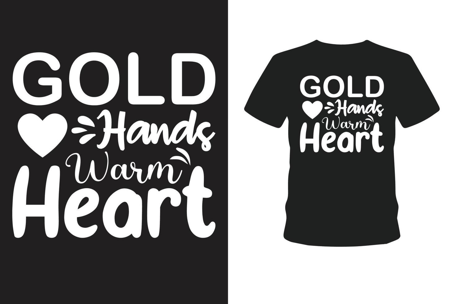 Gold hands warm heart T-shirt. vector