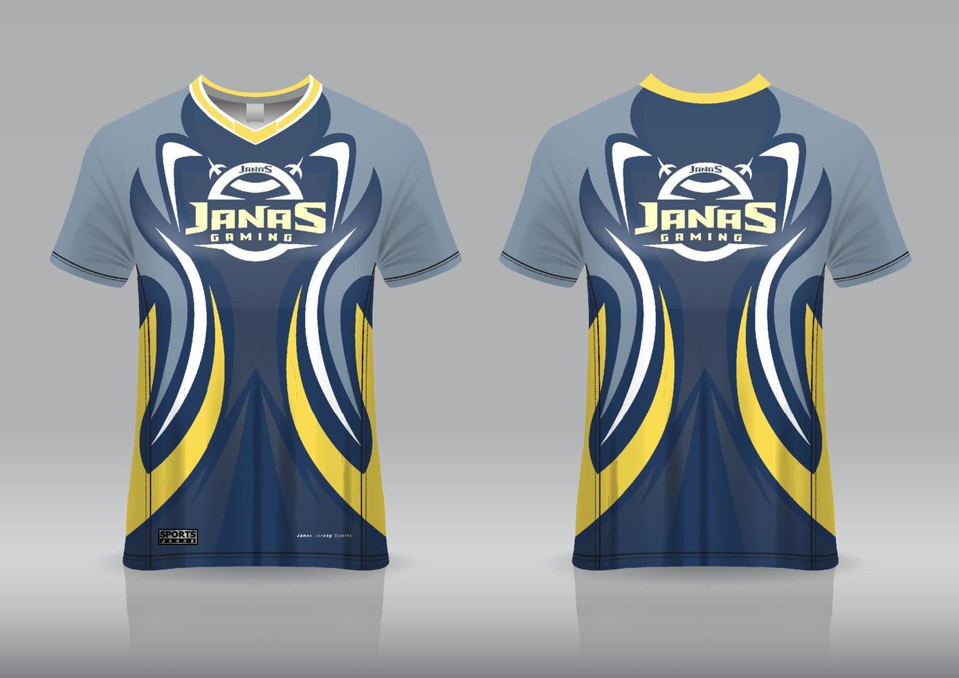 Esport jersey gaming design front and back view vector