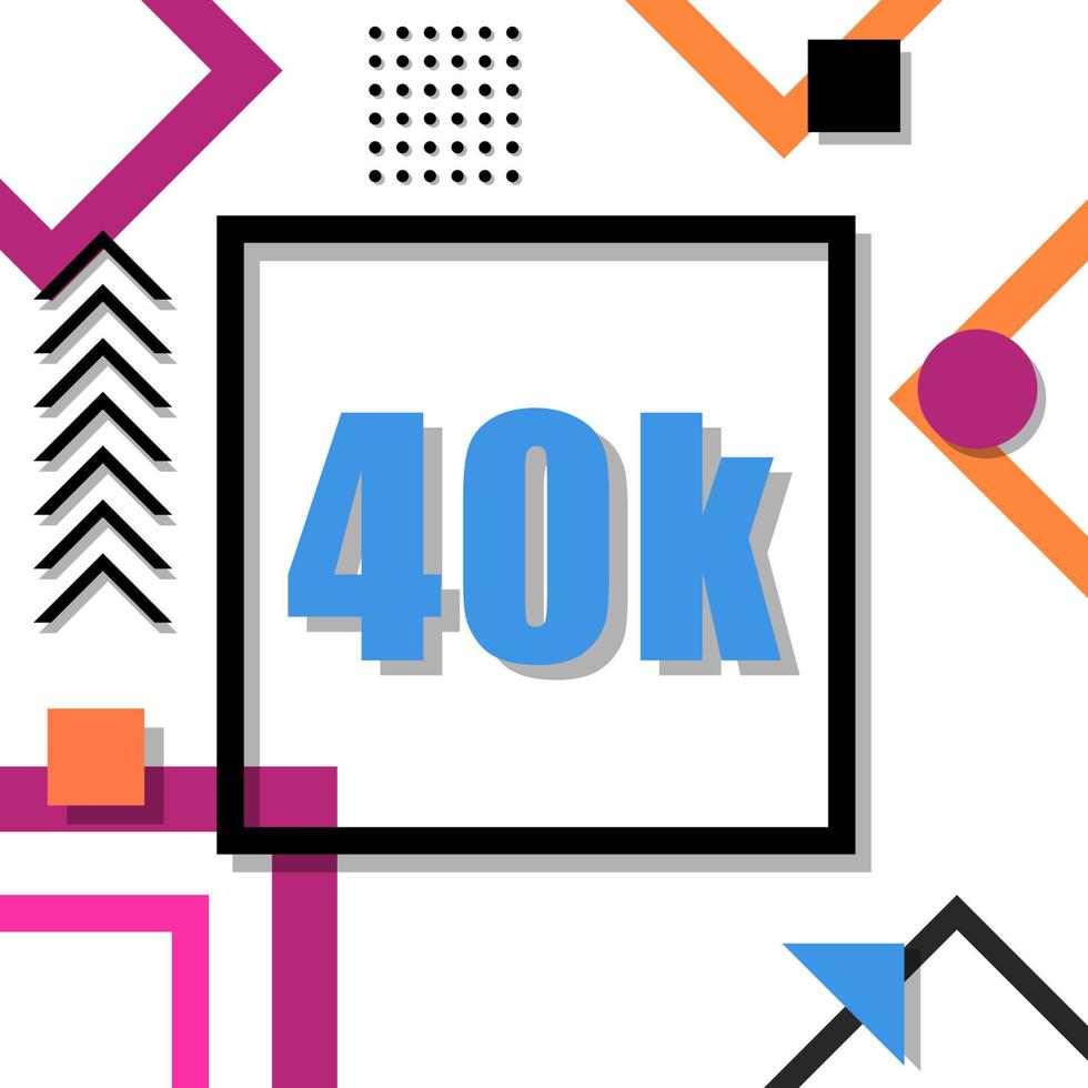 40k followers with modern memphis style vector