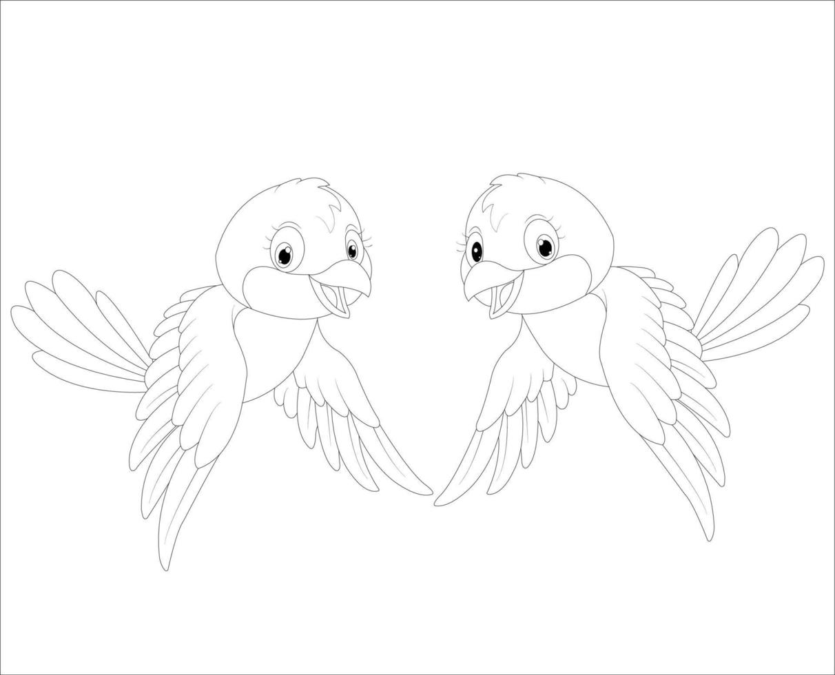 A Beautiful funny Bird Coloring pages vector