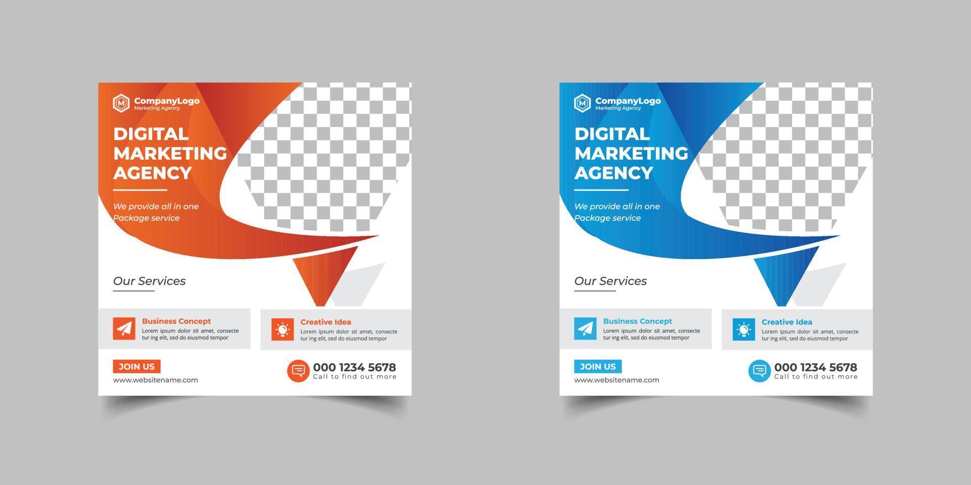 Business marketing banner for social media post template, Digital modern Corporate social media post design, Editable minimal square banner template for social media, square flyer, vector