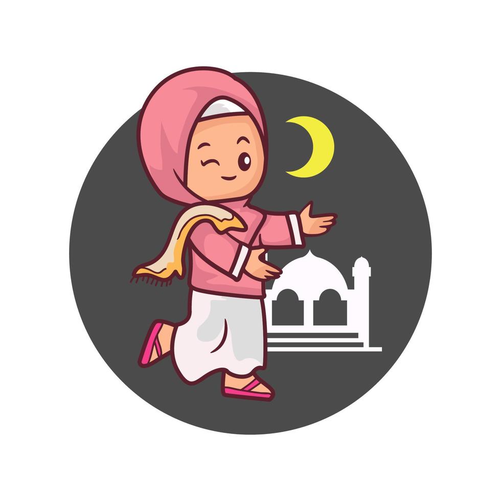 lindo niño musulmán ramadan kareem vector