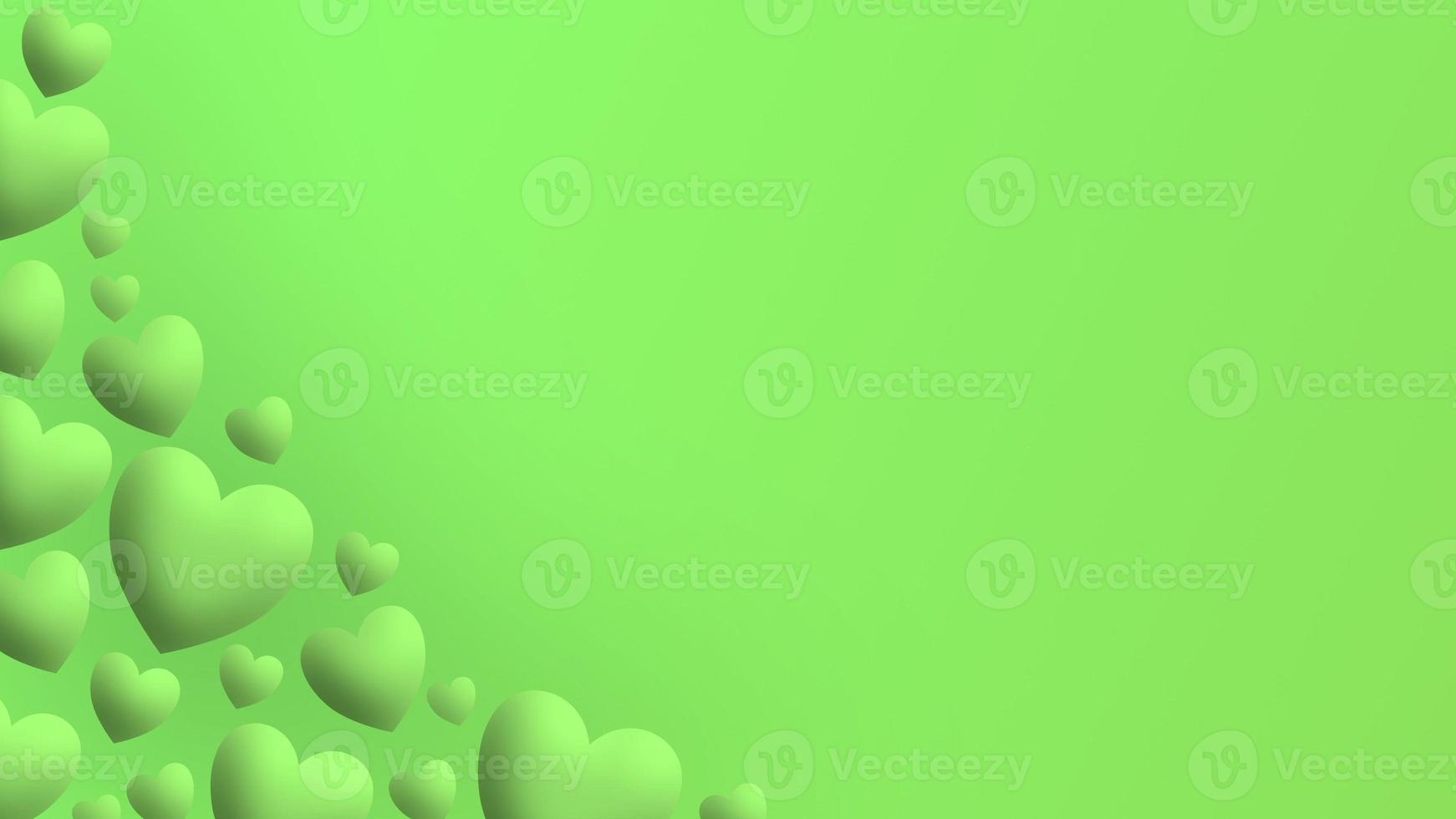 simple 3d diagonal border frame stack of green heart for wallpaper and presentation background template photo