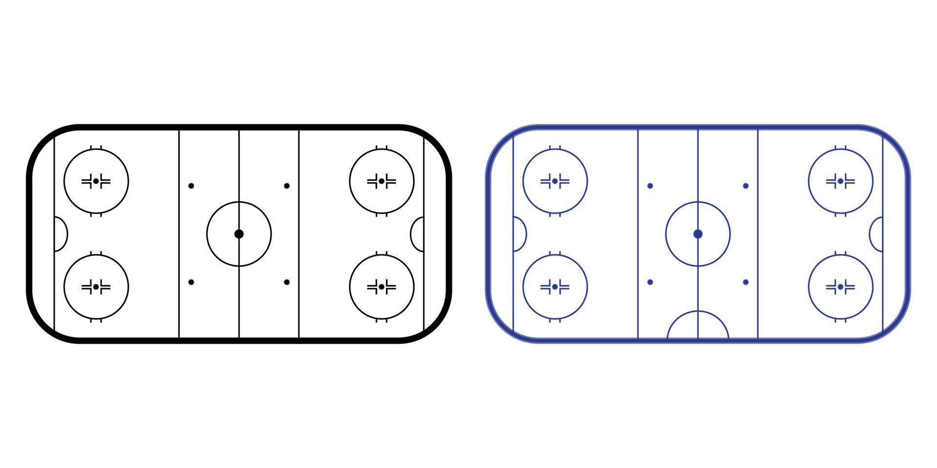 pista de hockey sobre hielo, vista superior. esquema de campo de hockey aislado sobre fondo blanco. ilustración vectorial vector