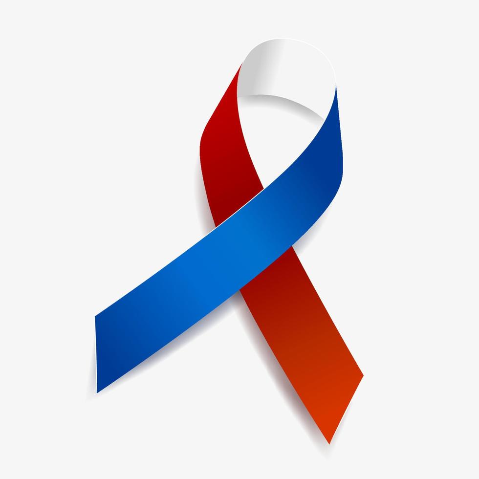 Red, white and blue ribbon Military and Troop Support, Patriotism, Remembering September 11, 2001 awareness. Isolated on white background. Vector illustration.