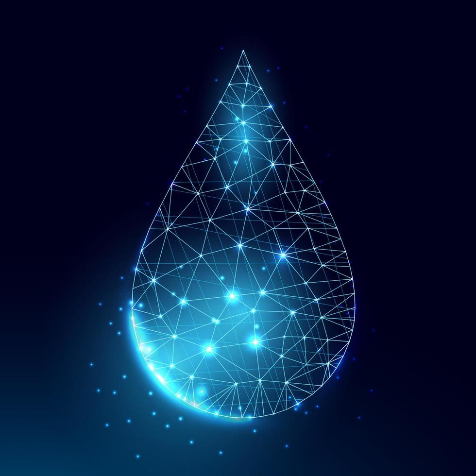 Water drop. Low poly style design. vector