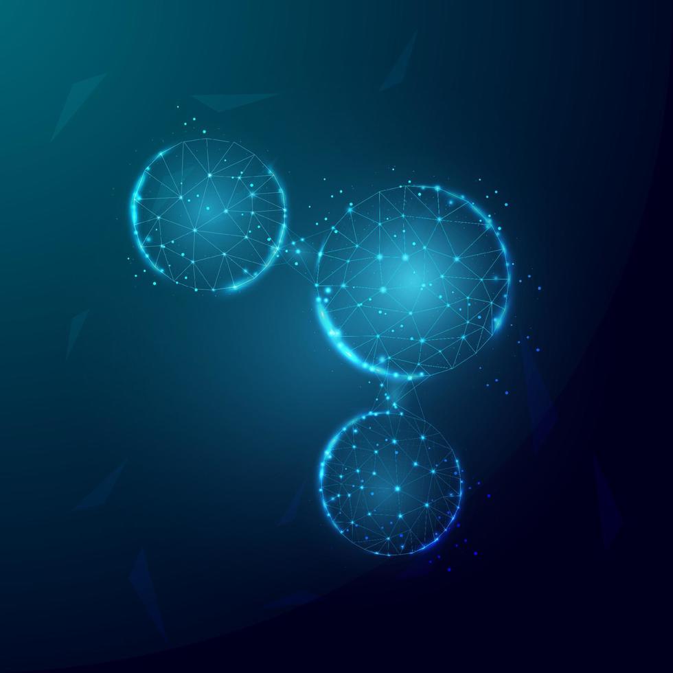 Abstract background with water molecules. Low poly wireframe style. vector