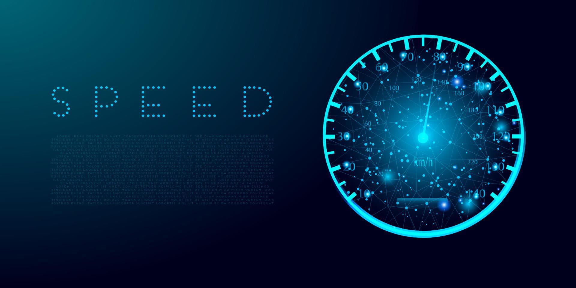 Car speedometer isolated on dark blue background. vector