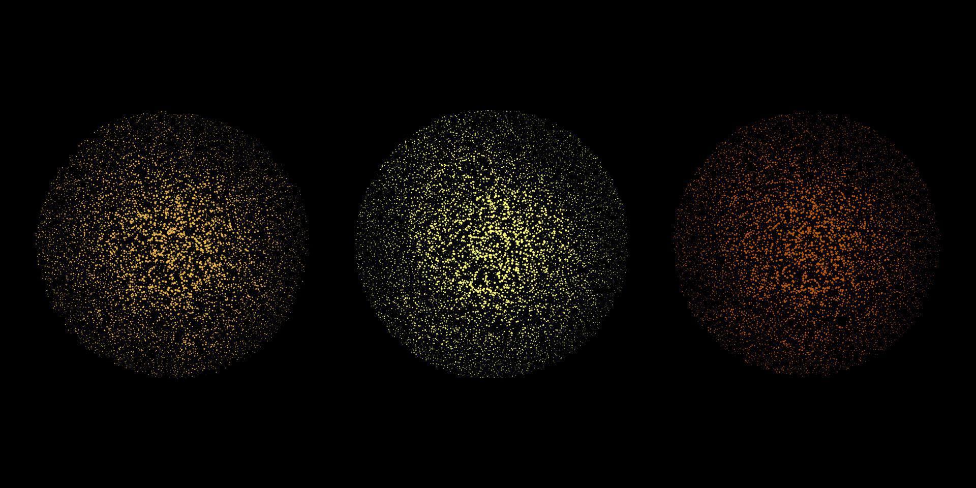 Gold glittering dots, sparkles, particles and stars on a black background. Vector illustration.