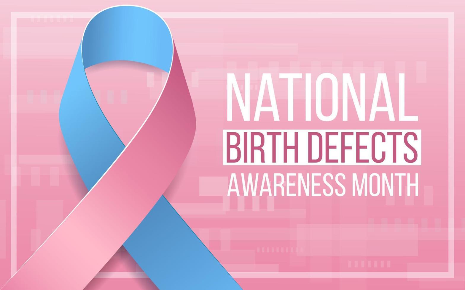 National Birth Defects Awareness Month concept. Banner with pink and blue ribbon awareness and text. Vector illustration.