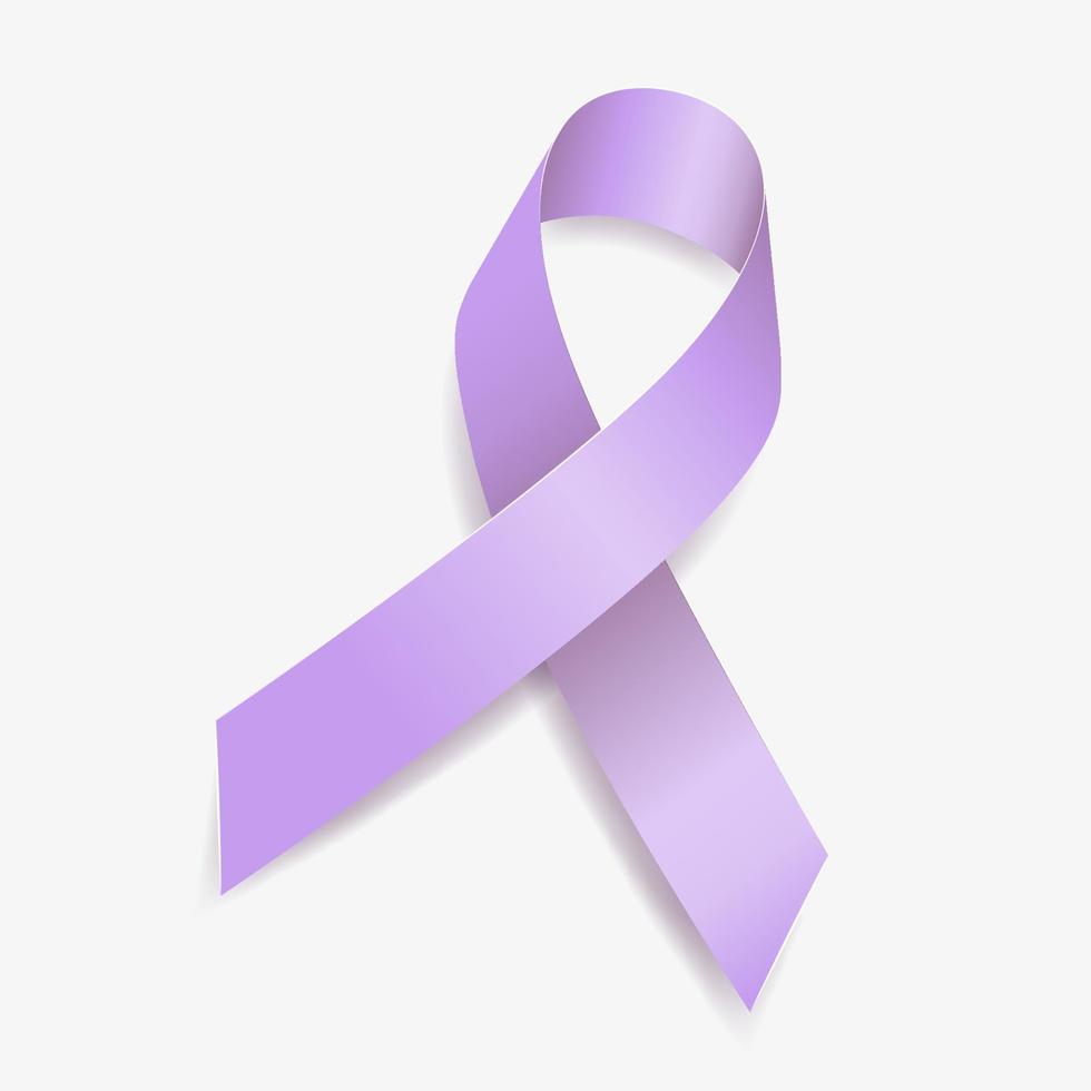 Lavender ribbon awareness General Cancer. Isolated on white background. Vector  illustration.