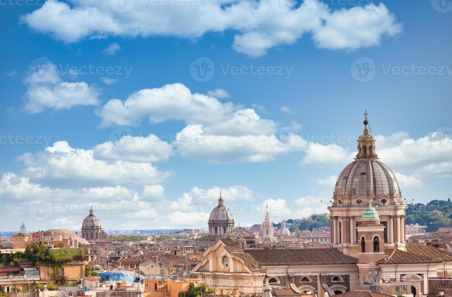 Rome cityscape with blue sky and clouds, Italy photo