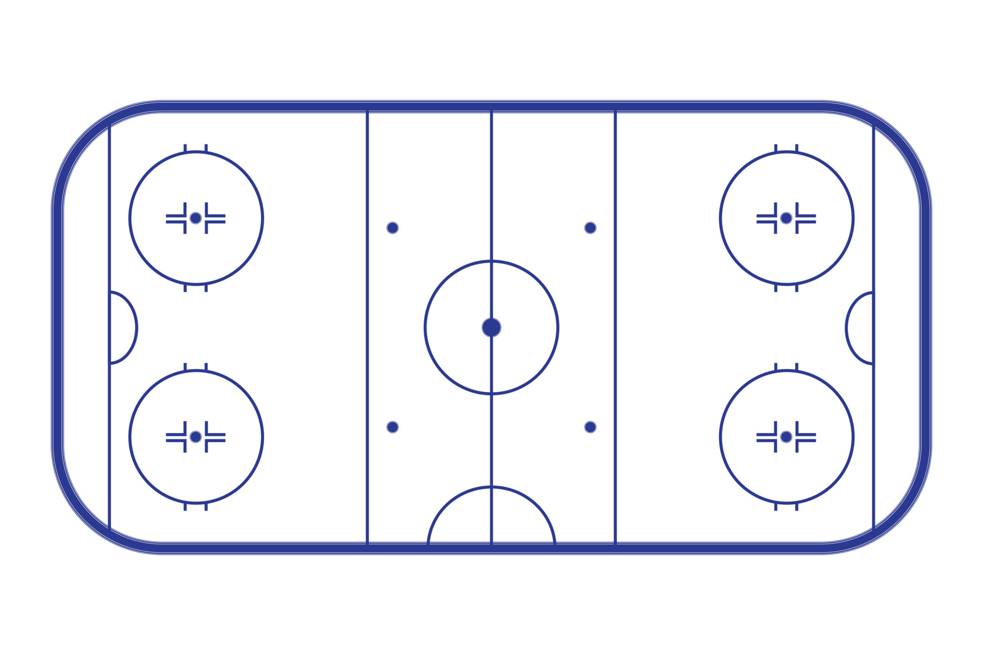 Ice hockey rink, top view. Hockey field outline isolated on white ...